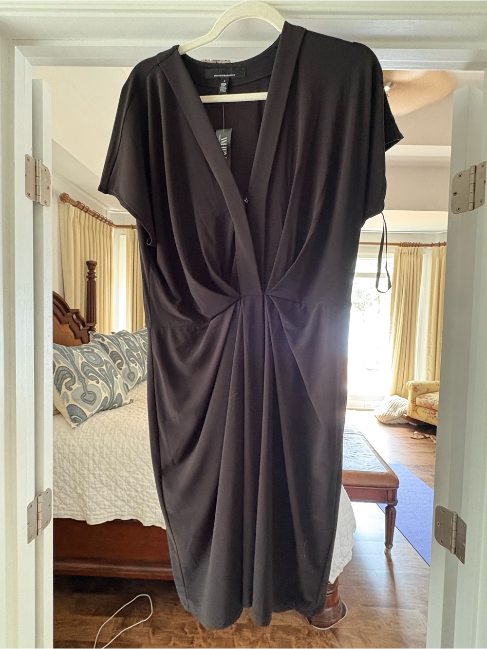 NWT White House Black Market Black Twist-Front Midi Dress
